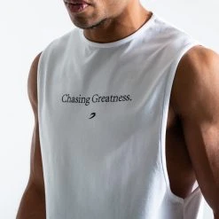 BOXRAW Men Chasing Greatness Muscle Tank - White Clothing