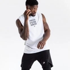 BOXRAW Men HRDR FSTR SMTR Muscle Tank - White Clothing