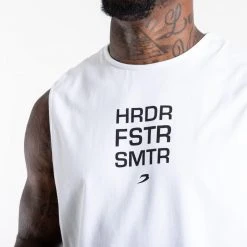 BOXRAW Men HRDR FSTR SMTR Muscle Tank - White Clothing