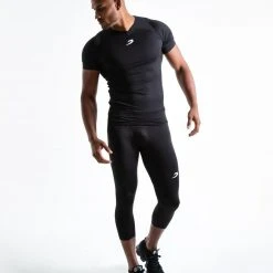 BOXRAW Men Saddler Compression 3/4 Leggings - Black Shorts