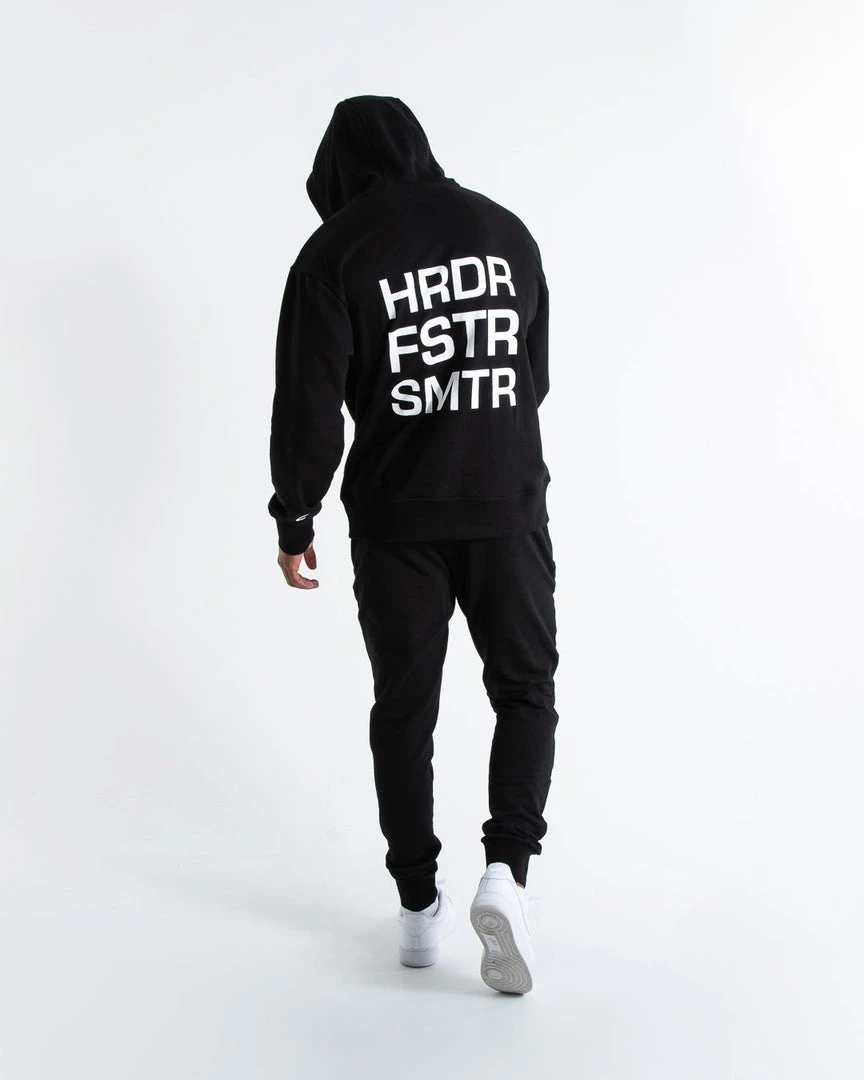 BOXRAW Men Clothing HRDR FSTR SMTR Unisex Hoodie - Black 2 BOXRAW Men Clothing HRDR FSTR SMTR Unisex Hoodie - Black