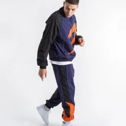 BOXRAW Men Clothing Walker Track Bottoms - Black/Navy/Orange