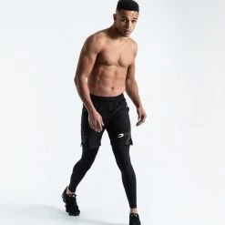 BOXRAW Men Pep Shorts (2-In-1 Training Tights) - Black Boxing Essentials