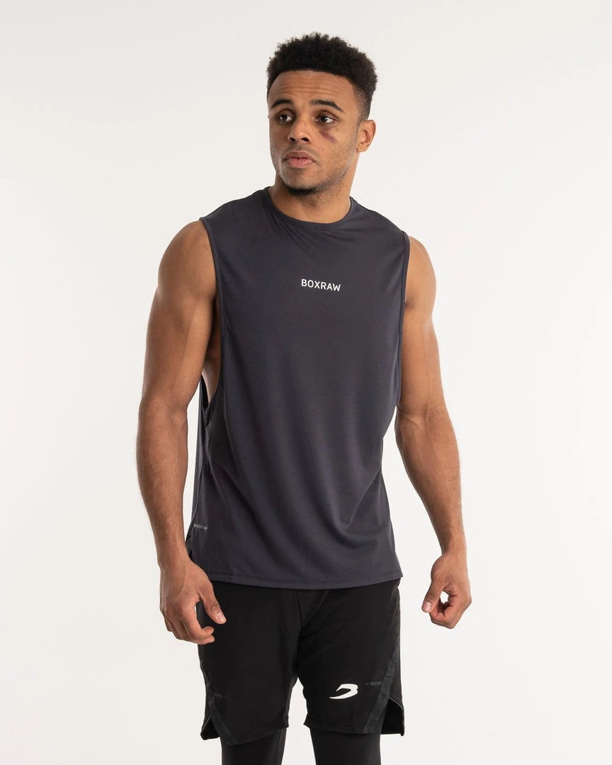 BOXRAW Men SMRT-TEC Muscle Tank - Charcoal 1 BOXRAW Men SMRT-TEC Muscle Tank - Charcoal