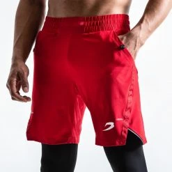 BOXRAW Men Best Sellers Pep Shorts (2-In-1 Training Tights) - Red/Black
