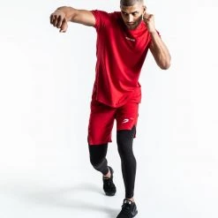 BOXRAW Men Best Sellers Pep Shorts (2-In-1 Training Tights) - Red/Black