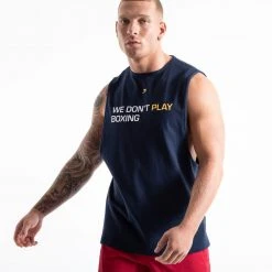 BOXRAW Men We Don't Play Boxing Muscle Tank - Navy Clothing 8 BOXRAW Men We Don't Play Boxing Muscle Tank - Navy Clothing