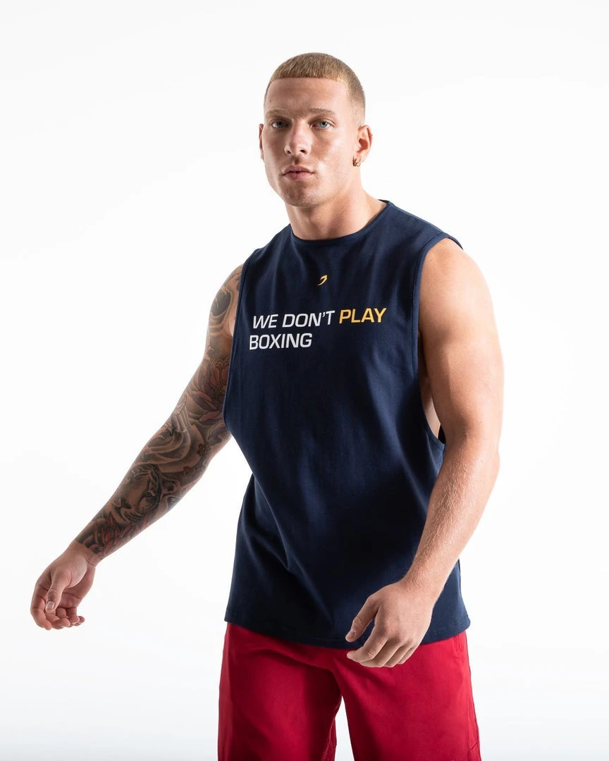 BOXRAW Men We Don't Play Boxing Muscle Tank - Navy Clothing 3 BOXRAW Men We Don't Play Boxing Muscle Tank - Navy Clothing
