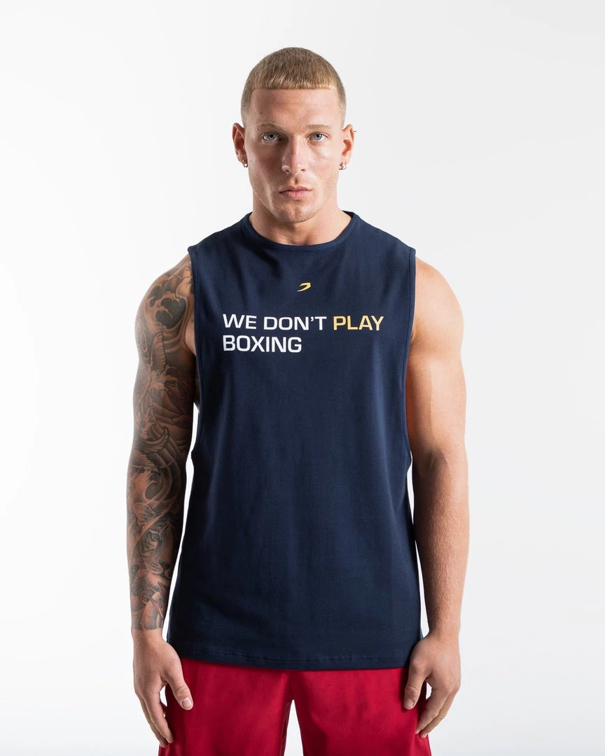 BOXRAW Men We Don't Play Boxing Muscle Tank - Navy Clothing 4 BOXRAW Men We Don't Play Boxing Muscle Tank - Navy Clothing