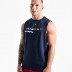 BOXRAW Men We Don't Play Boxing Muscle Tank - Navy Clothing