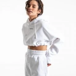 BOXRAW Women Johnson Cropped Hoodie - White Clothing