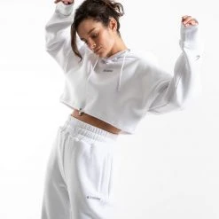 BOXRAW Women Johnson Cropped Hoodie - White Clothing