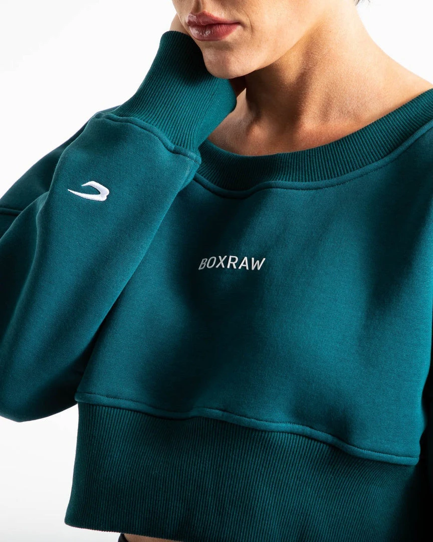 BOXRAW Women Johnson Cropped Sweatshirt - Teal 5 BOXRAW Women Johnson Cropped Sweatshirt - Teal