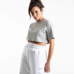 BOXRAW Women Cropped BOXRAW T-Shirt - Grey Clothing