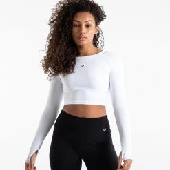 BOXRAW Women Clothing Crop Top Long Sleeve - White