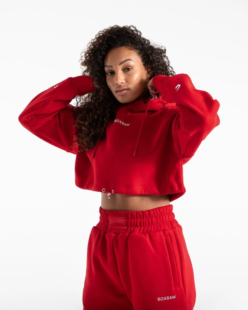 BOXRAW Women Johnson Cropped Hoodie - Red 3 BOXRAW Women Johnson Cropped Hoodie - Red