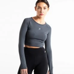 BOXRAW Women Clothing Crop Top Long Sleeve - Charcoal