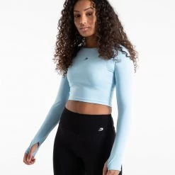 BOXRAW Women Clothing Crop Top Long Sleeve - Baby Blue