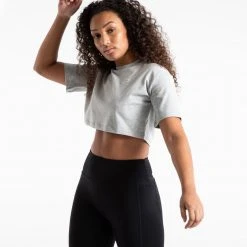 BOXRAW Women Cropped Strike T-Shirt - Grey Clothing