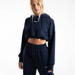 BOXRAW Women Johnson Cropped Hoodie - Navy