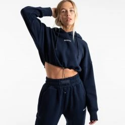 BOXRAW Women Johnson Cropped Hoodie - Navy