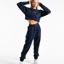 BOXRAW Women Johnson Cropped Sweatshirt - Navy