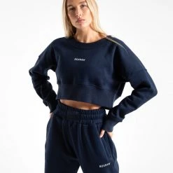 BOXRAW Women Johnson Cropped Sweatshirt - Navy