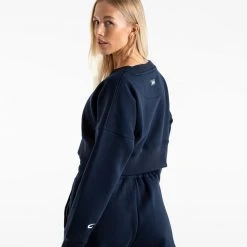 BOXRAW Women Johnson Cropped Sweatshirt - Navy