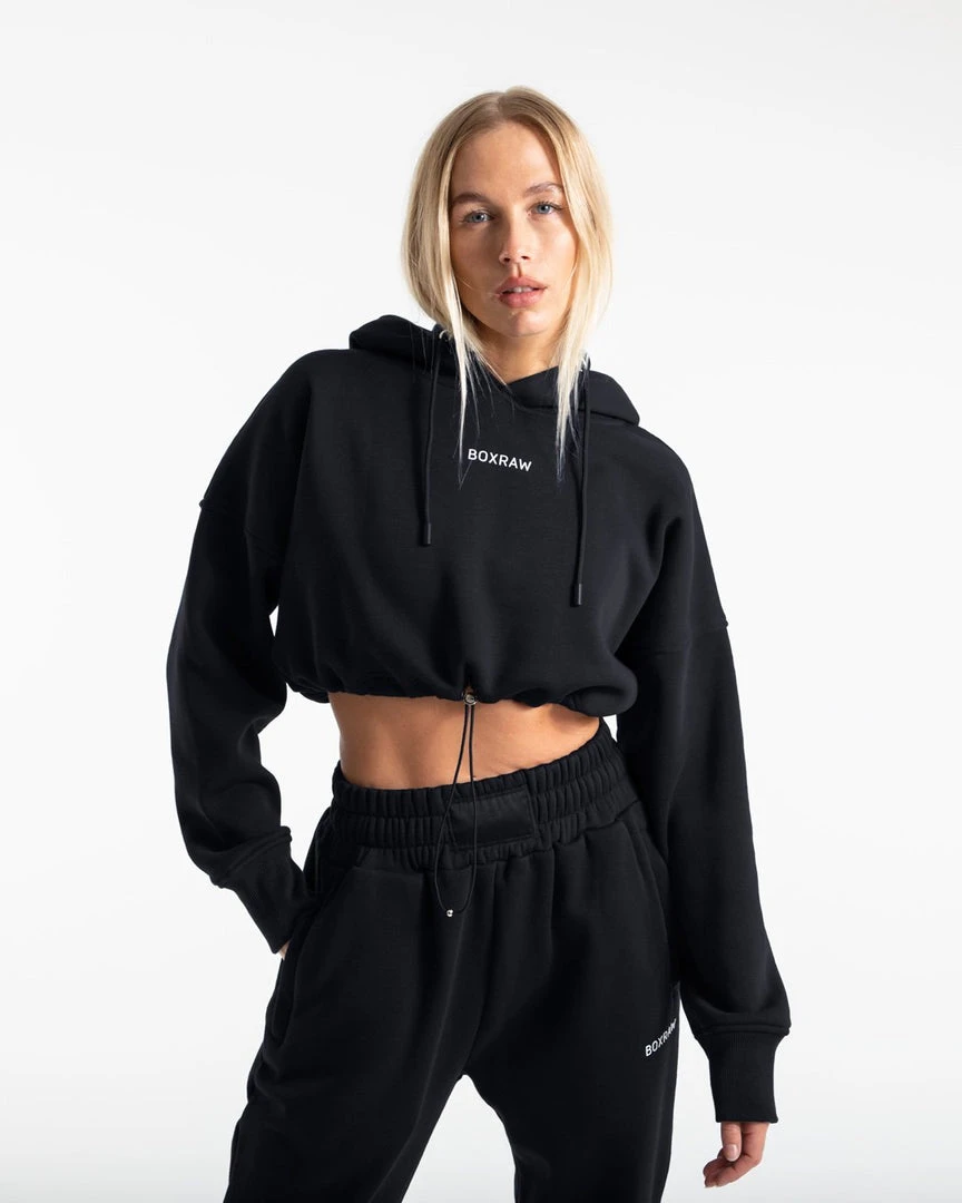 BOXRAW Women Johnson Cropped Hoodie - Black Clothing 1 BOXRAW Women Johnson Cropped Hoodie - Black Clothing