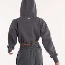 BOXRAW Women New Releases Johnson Cropped Hoodie - Charcoal 11 BOXRAW Women New Releases Johnson Cropped Hoodie - Charcoal