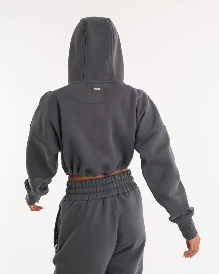 BOXRAW Women New Releases Johnson Cropped Hoodie - Charcoal 4 BOXRAW Women New Releases Johnson Cropped Hoodie - Charcoal