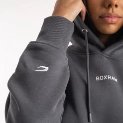 BOXRAW Women New Releases Johnson Cropped Hoodie - Charcoal 12 BOXRAW Women New Releases Johnson Cropped Hoodie - Charcoal