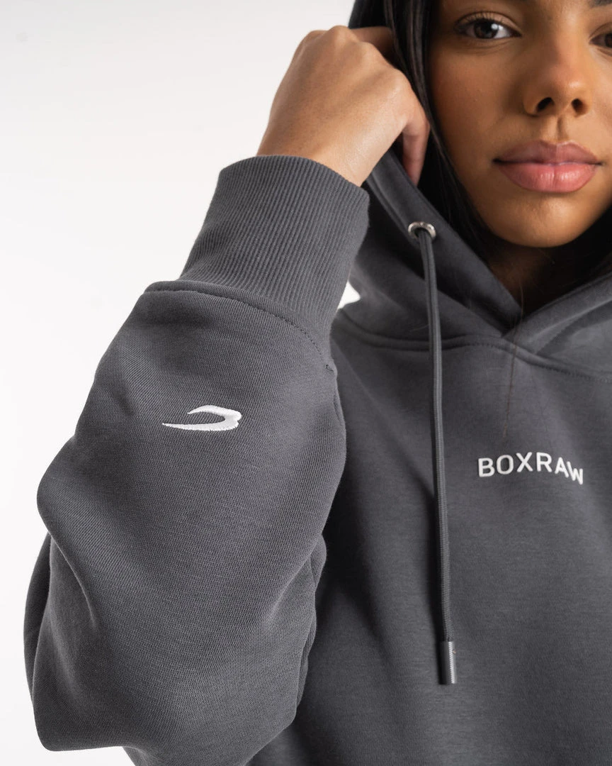 BOXRAW Women New Releases Johnson Cropped Hoodie - Charcoal 5 BOXRAW Women New Releases Johnson Cropped Hoodie - Charcoal