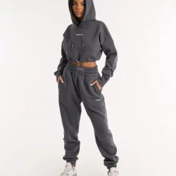 BOXRAW Women New Releases Johnson Cropped Hoodie - Charcoal 15 BOXRAW Women New Releases Johnson Cropped Hoodie - Charcoal