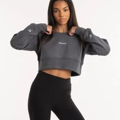 BOXRAW Women Johnson Cropped Sweatshirt - Charcoal New Releases