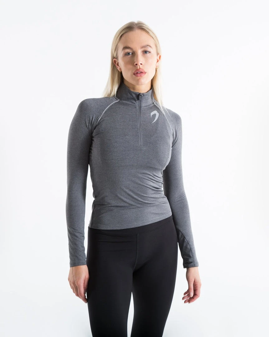 BOXRAW Women Perez 1/4 Zip Top - Charcoal 1 BOXRAW Women Perez 1/4 Zip Top - Charcoal