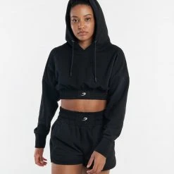 BOXRAW Women Best Sellers Kim Cropped Hoodie - Black
